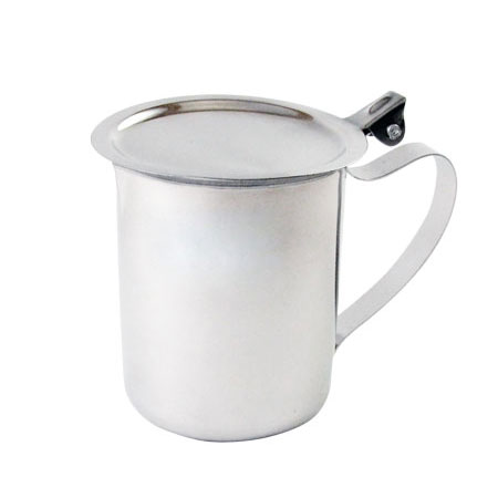 Omcan 80819 10 oz Stainless Steel Beverage Server with Stackable Cover, Durable Food-Safe