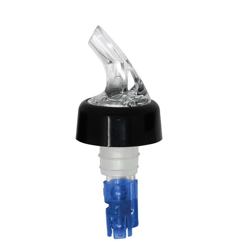 Omcan 80880 Liquor Pourer, 7/8 Oz Plastic With Collar, Clear Spout, Blue Tail, 12/Pack