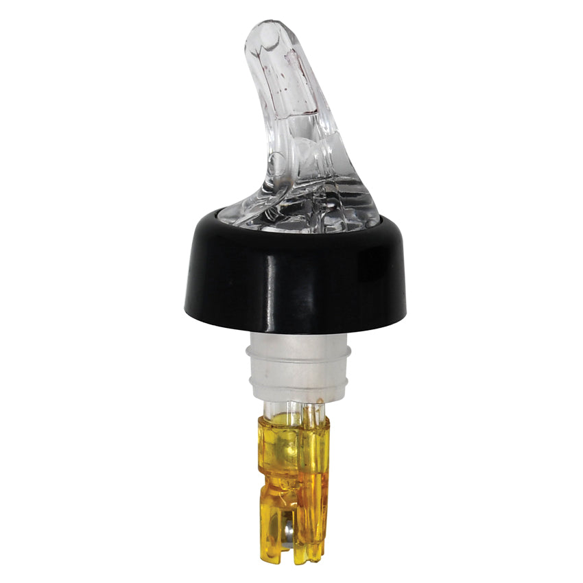 Omcan 80884 Liquor Pourer - 1.5 oz Capacity Plastic Pourer with Collar, Clear Spout, Yellow Tail, Pack of 12 | 1-1/2 oz