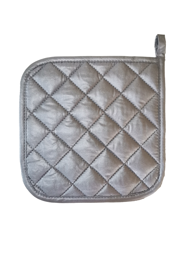 Omcan 81180 Pot Holder - Square 8" x 8" Silver Coated Cotton Fabric Skull Design - Dozen