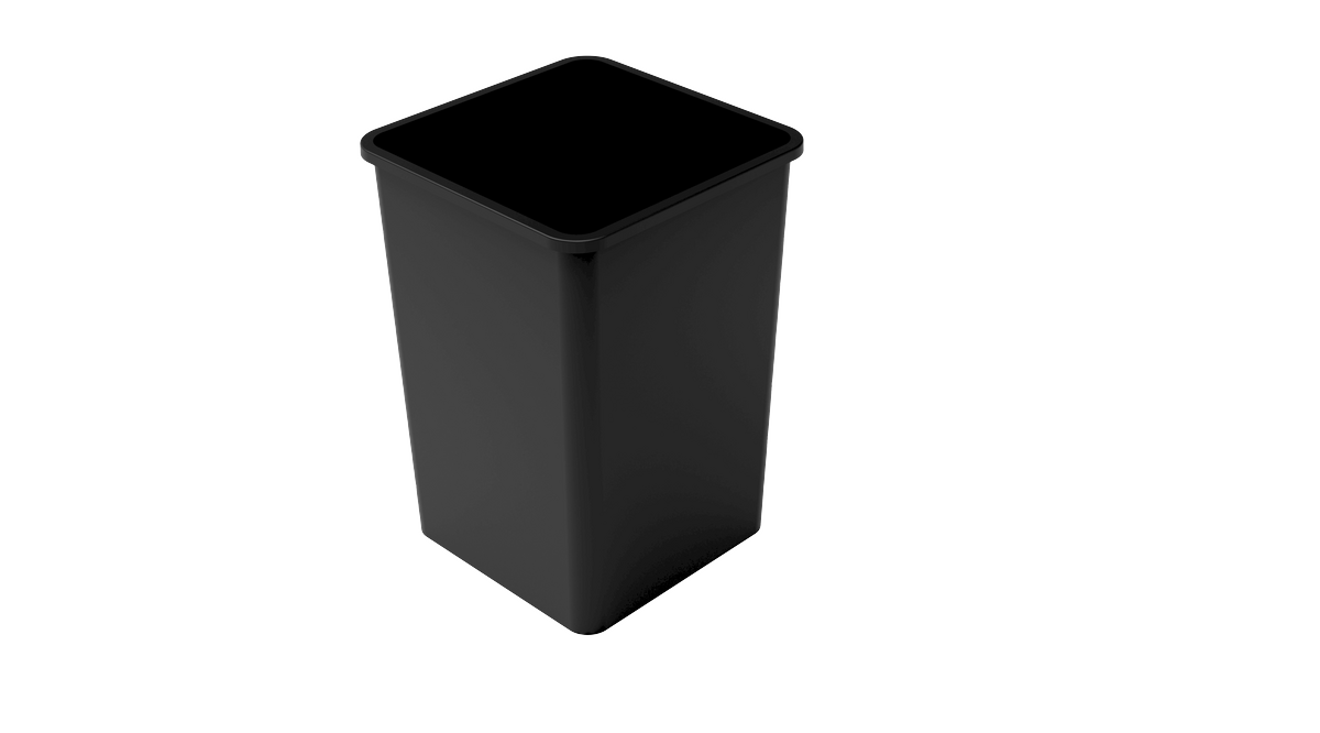 Omcan 81195 Square Plastic Trash Can, 35-Gallon (130 L) Black, 19.5" x 19.5" x 27.7" H - 1/Each | 30 - 39 gallon