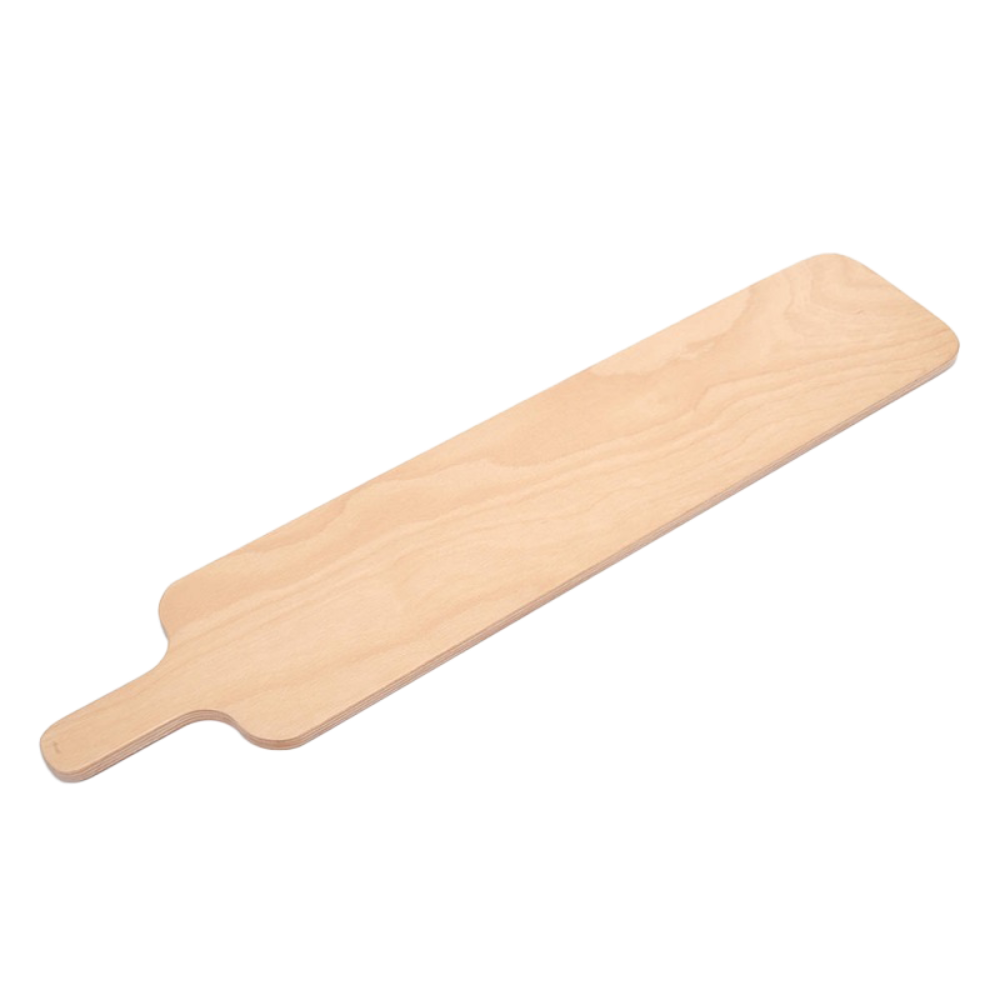 Omcan 81220 Crostino Serving Board - 31.5" x 5.9" x 0.5" Beech Plywood 3-9/10" Handle