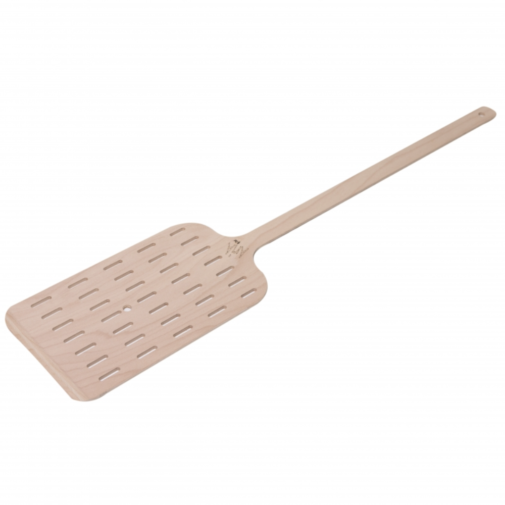 Omcan 81288 Pizza Peel - 15.7" x 9.4" Beech Wood Blade, 30" Handle, Perforated, Rectangular