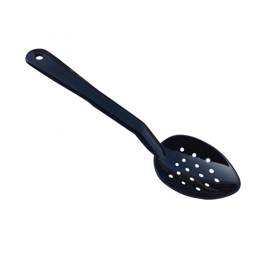 Omcan 85093 11" Perforated Serving Spoon, Plastic Black Non-Insulated Handle, NSF
