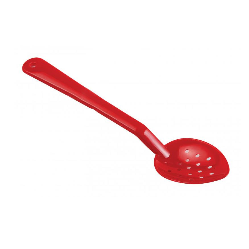 Omcan 85097 Perforated Serving Spoon, 13" Polycarbonate Plastic, Red Handle, NSF