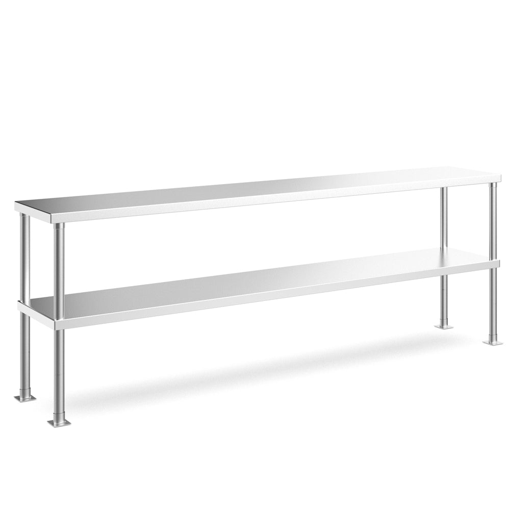 Prepline PDOS-1446-S stainless steel double tier overshelf, angle view (representative image)