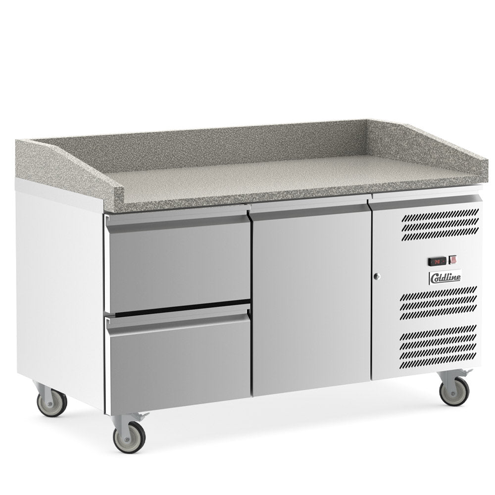 Coldline PDR-60-2D 60" Refrigerated Pizza Prep Dough Retarder with Marble Top and Two Drawers