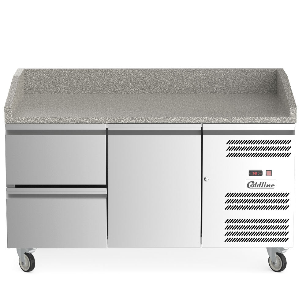 Coldline PDR-60-2D 60" Refrigerated Pizza Prep Dough Retarder with Marble Top and Two Drawers