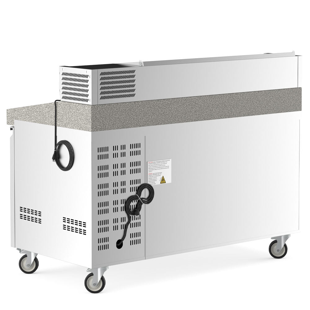 Coldline PDR-60-4D-SG 60" Refrigerated Pizza Prep Dough Retarder with Marble Top, Four Drawers and Refrigerated Glass Topping Rail
