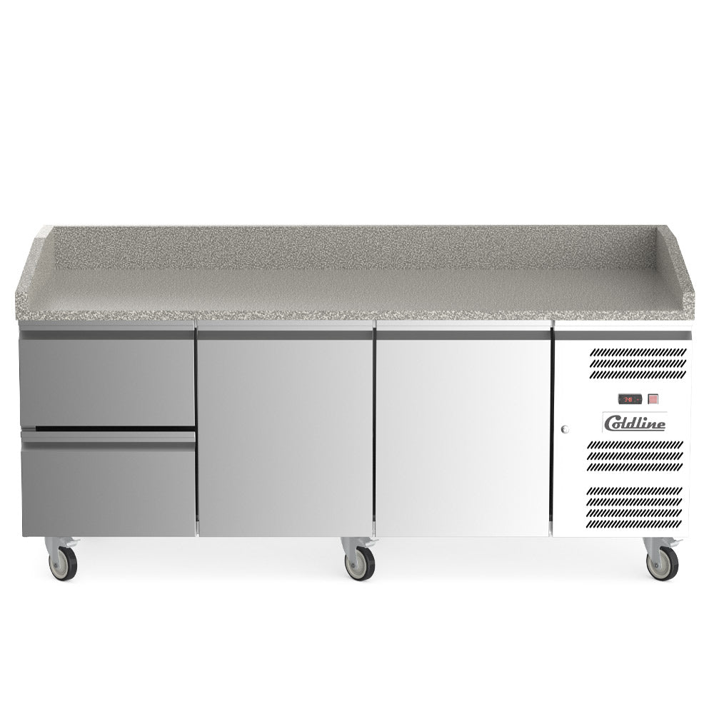 Coldline PDR-80N-2D 80" Refrigerated Pizza Prep Dough Retarder with Marble Top and Two Drawers