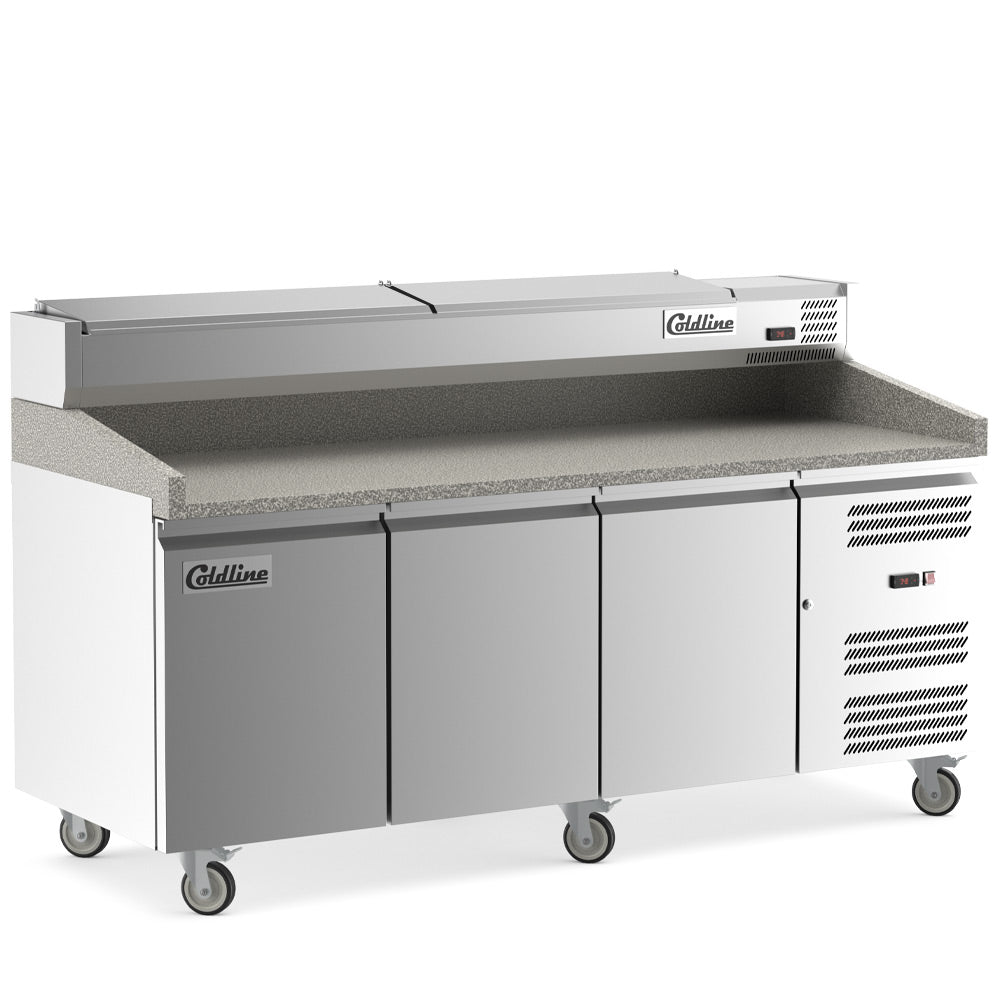 Coldline PDR-80N-SS 80" Refrigerated Pizza Prep Dough Retarder with Refrigerated Stainless Topping Rail