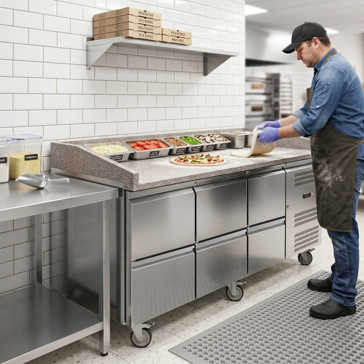 Coldline PDR-80N-6D 80" Refrigerated Pizza Prep Dough Retarder with Marble Top and Six Drawers