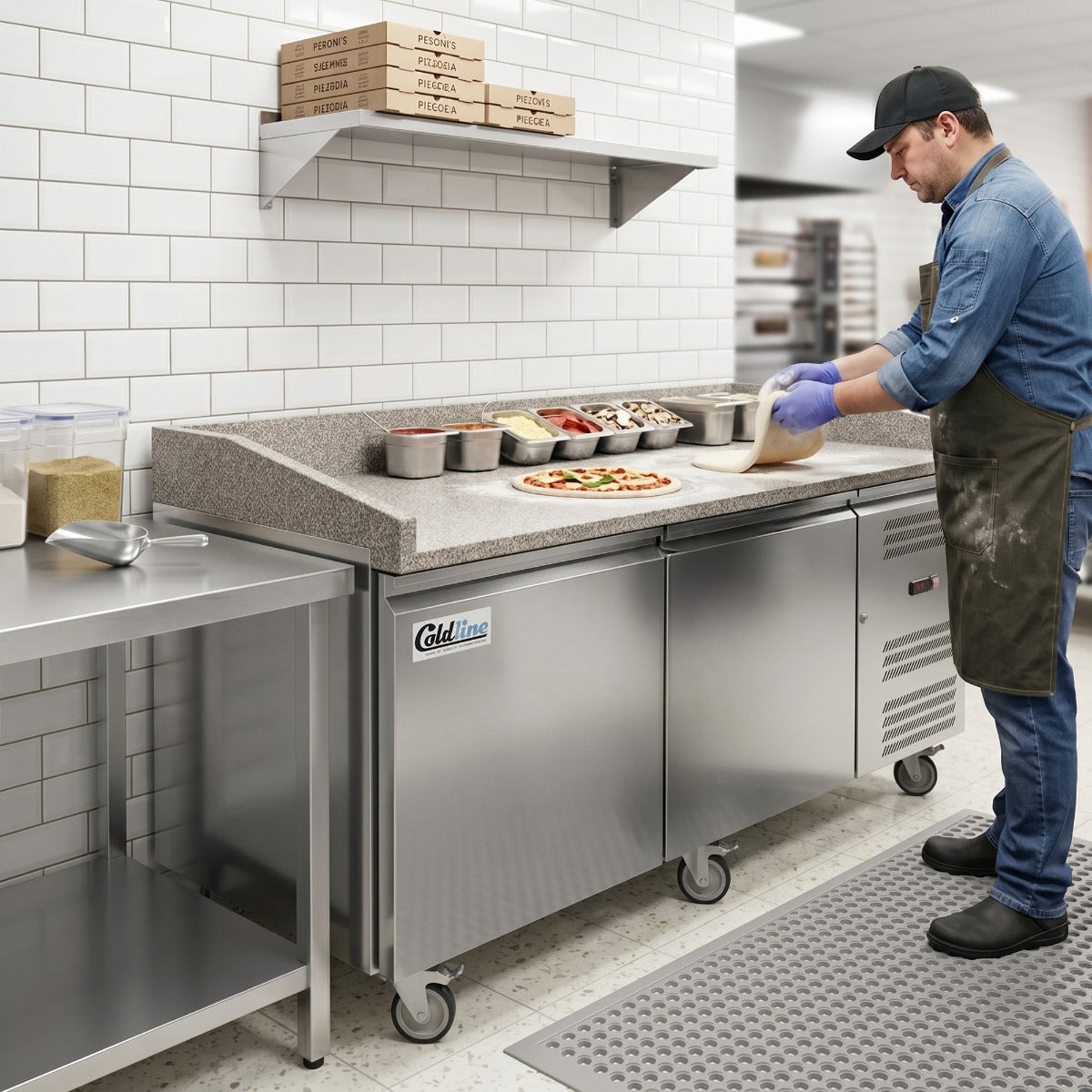 Coldline PDR-80W 80" Two Door Refrigerated Pizza Prep Dough Retarder with Marble Top