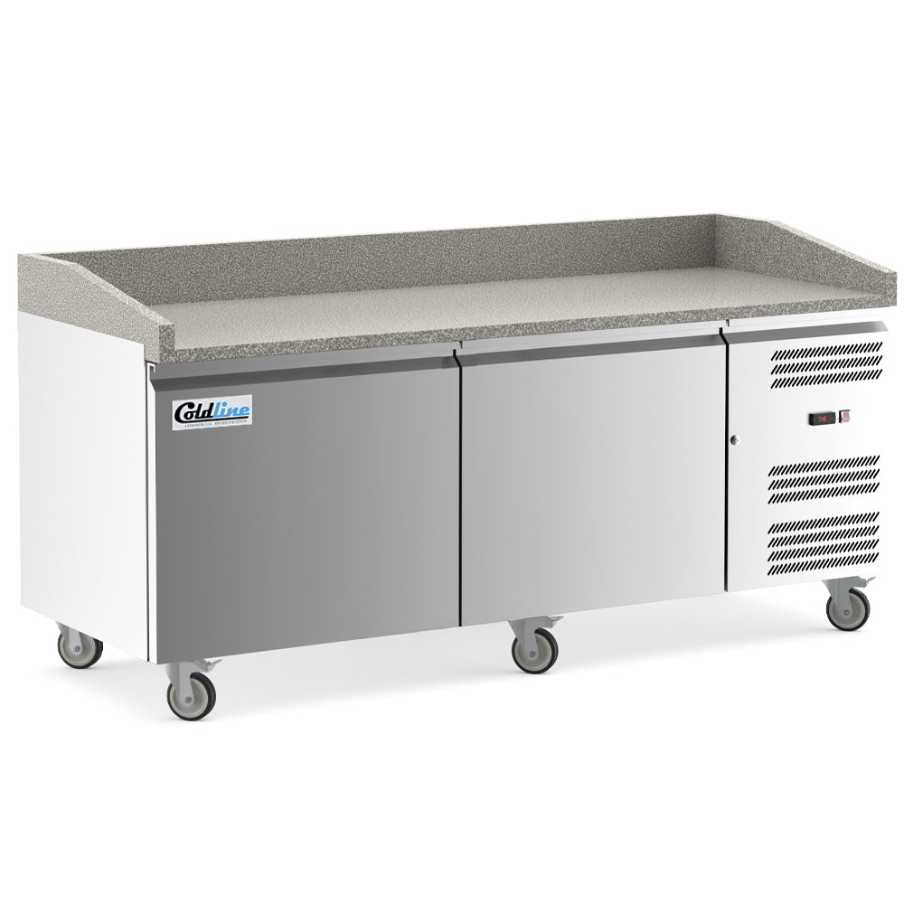 Coldline PDR-80W 80" Two Door Refrigerated Pizza Prep Dough Retarder with Marble Top