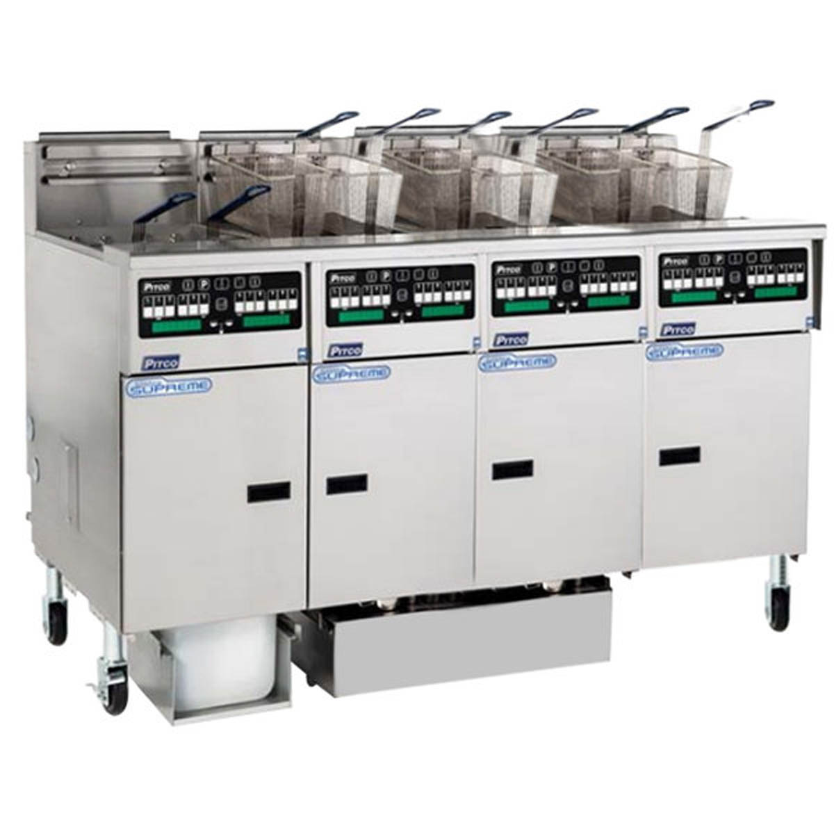 Pitco SELV14C-4/FD 30 lbs each-lb Commercial Electric Fryer — Computer Controls, Built-In Filter