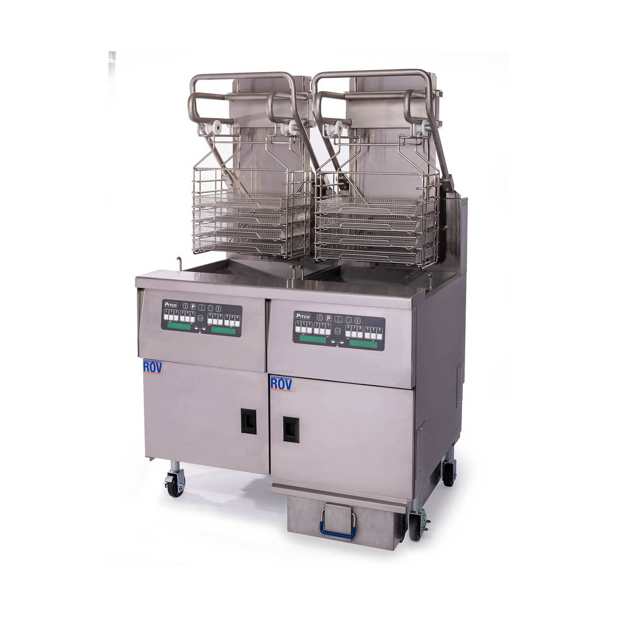 Pitco SGLVRF-2/FD 152-lb Commercial Gas Fryer — 2 Fry Pots, Computer Controls