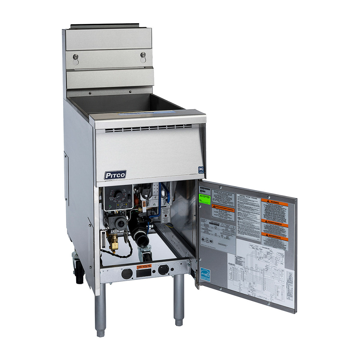 Pitco SSH55-4FD 200-lb Commercial Gas Fryer — 4 Fry Pots, Solid State Controls
