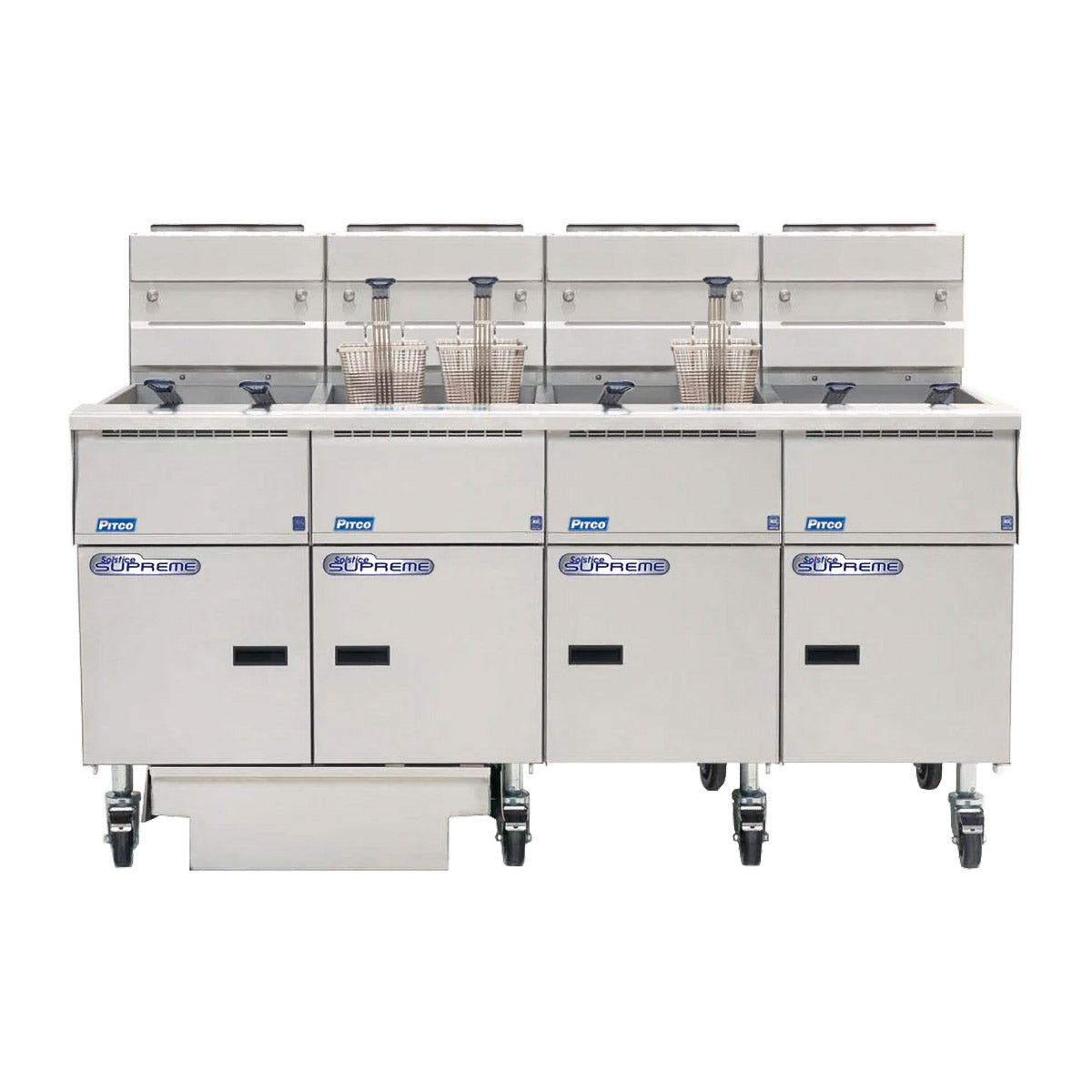 Pitco SSH55-4FD 200-lb Commercial Gas Fryer — 4 Fry Pots, Solid State Controls