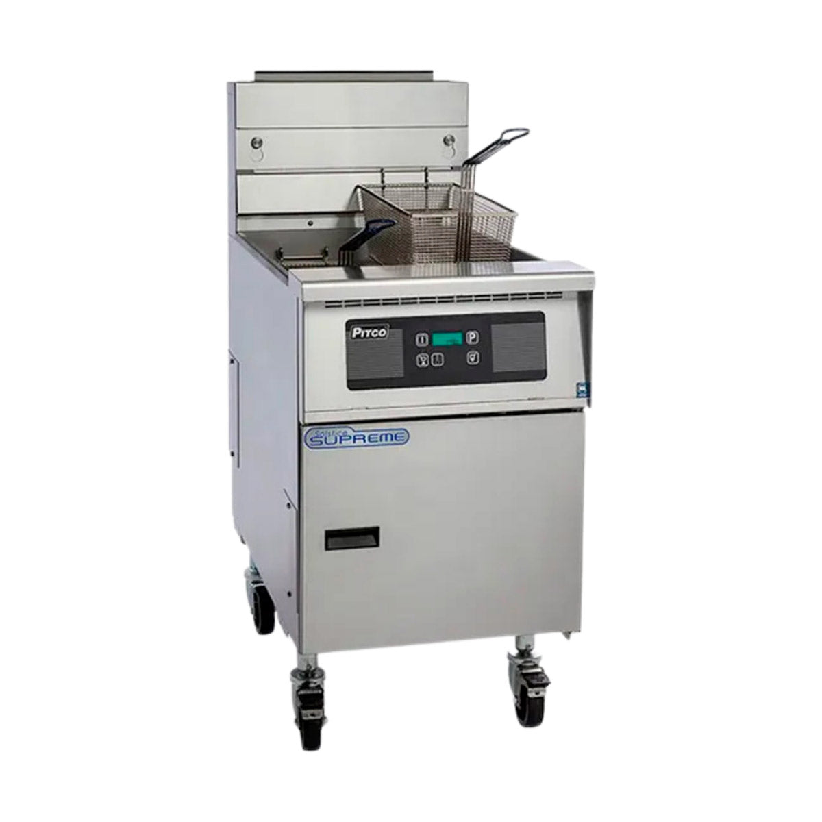 Pitco SSH75-6FD 450-lb Commercial Gas Fryer — 6 Fry Pots, Solid State Controls