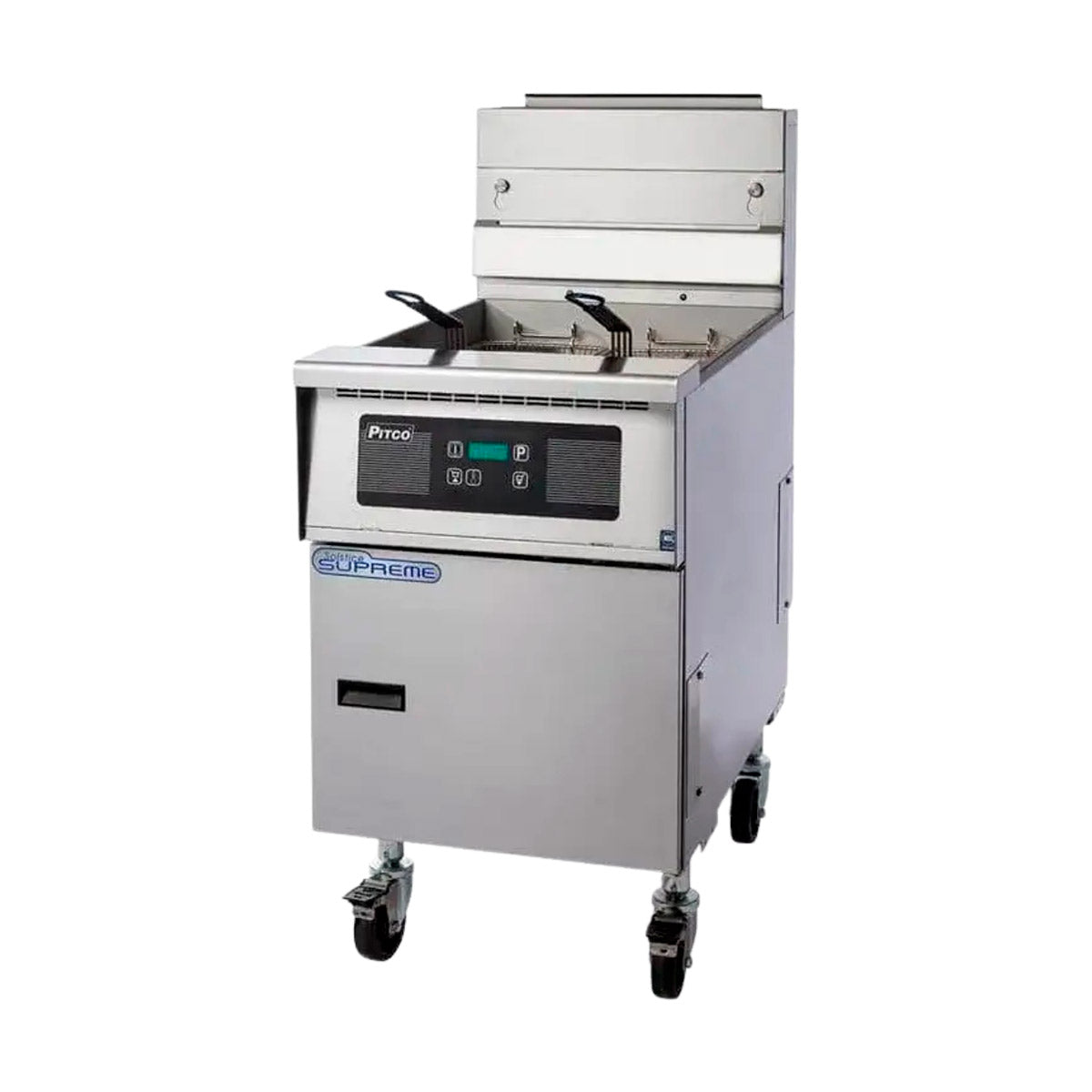 Pitco SSH75-6FD 450-lb Commercial Gas Fryer — 6 Fry Pots, Solid State Controls