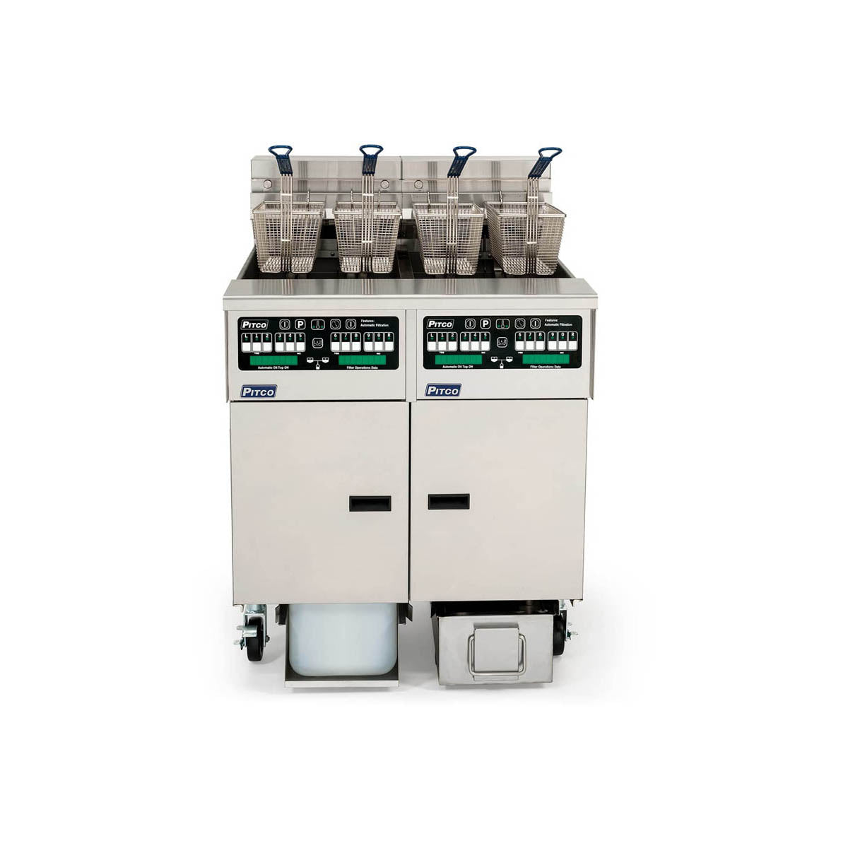 Pitco SSHLV14C/184/FD 32 & 42-lb Commercial Gas Fryer — 2 Fry Pots, Computer Controls