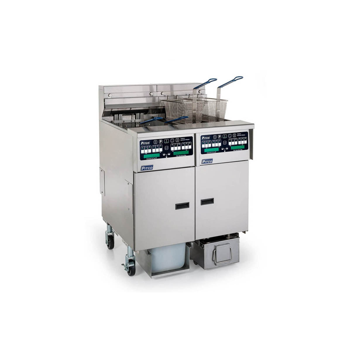 Pitco SSHLV14C/184/FD 32 & 42-lb Commercial Gas Fryer — 2 Fry Pots, Computer Controls