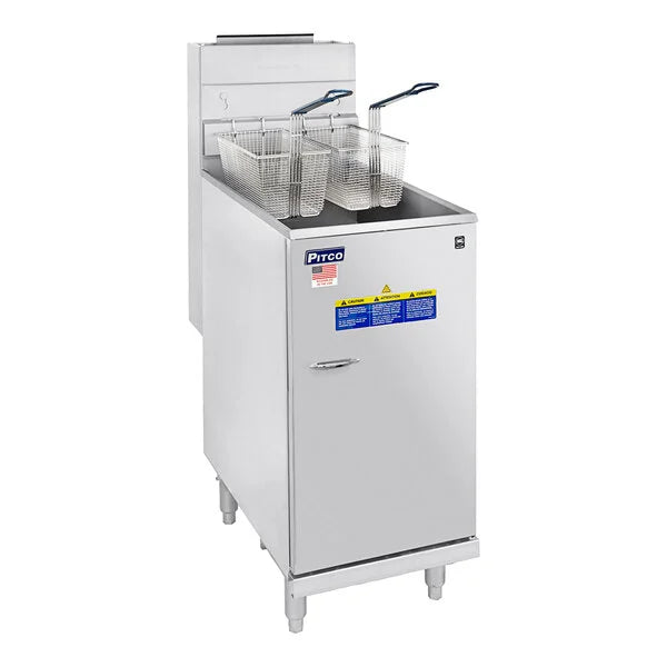 Pitco 35C+S Natural Gas 35-40 lb. Stainless Steel Floor Fryer