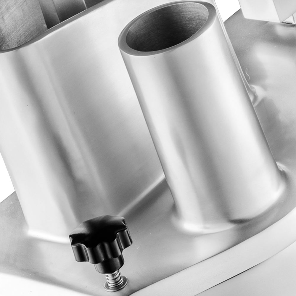 Prepline PLC-300 feed openings and cover lock knob, close-up