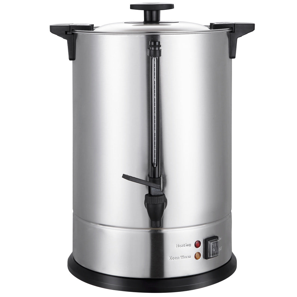 Prepline CU-15 4 gallon stainless steel coffee urn percolator, front view