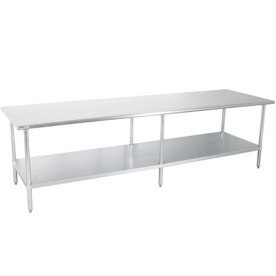 Prepline PWTG-3696 stainless steel work table with undershelf, angle view (representative image)