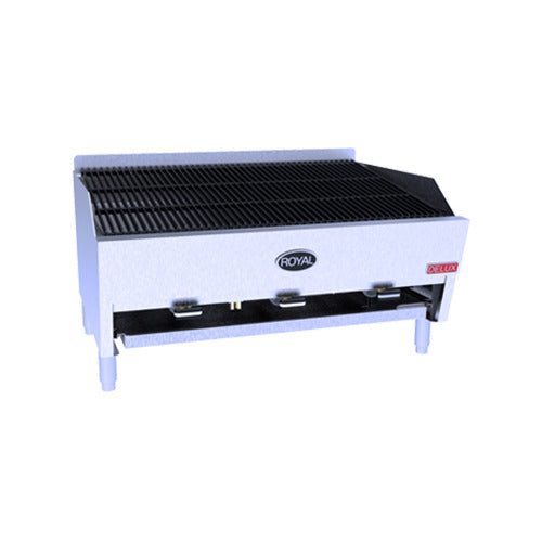 Royal Range 23 series countertop char rock broiler, front angle view (representative image)