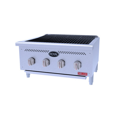 Royal Range RB series countertop radiant charbroiler, front angle view (representative image, 4-burner RB-825 shown)