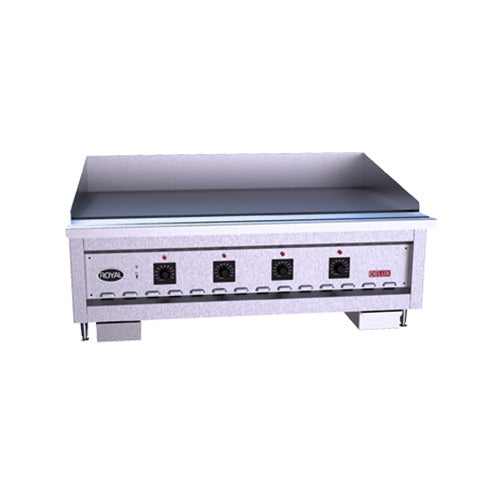 Royal Range RD100-series infrared gas griddle, front angle view (representative image, 48" model shown)