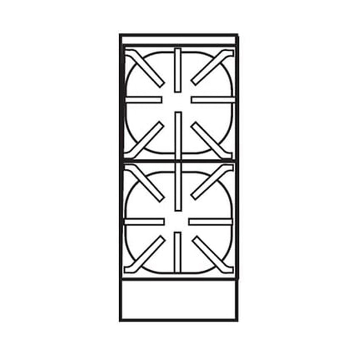 Royal Range RDHP-12-2SU top view line drawing, 2 grates