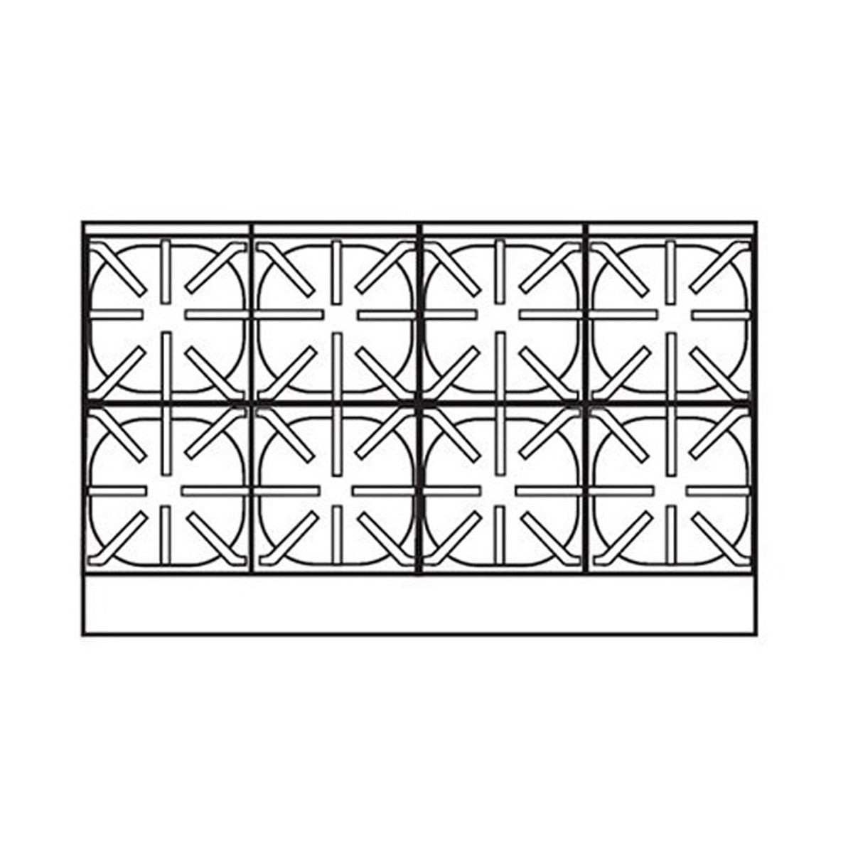 Royal Range RDHP-48-8 top view line drawing, 8 grates