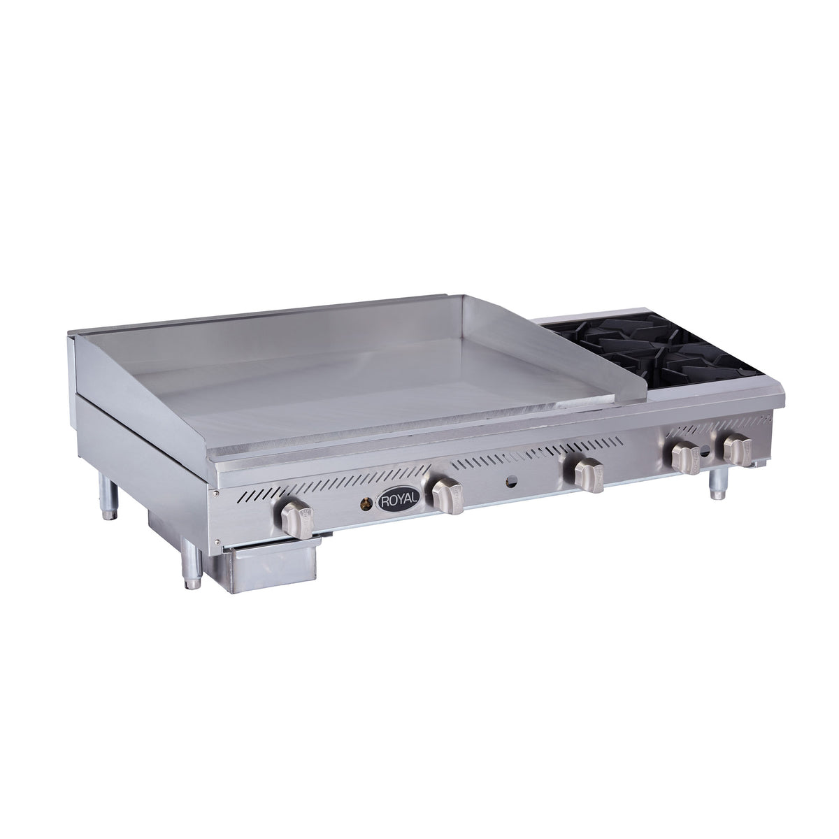 Royal Range RMG-OB-series manual griddle / hot plate combo, front angle view (representative image, RMG-36OB2 shown)
