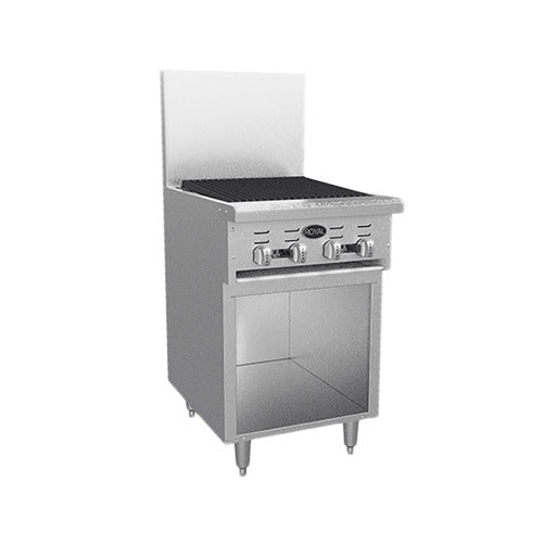 Royal Range RR-24RB-XB 24" radiant broiler range with open storage base, front angle view
