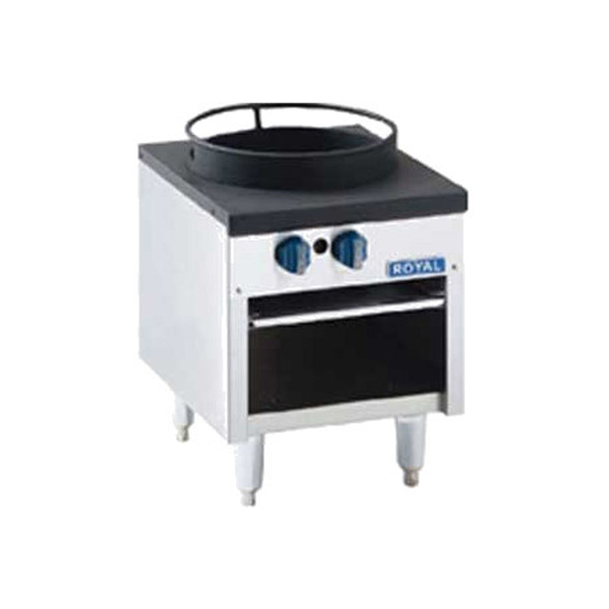 Royal Range stock pot range with wok ring top, front angle view (representative image)