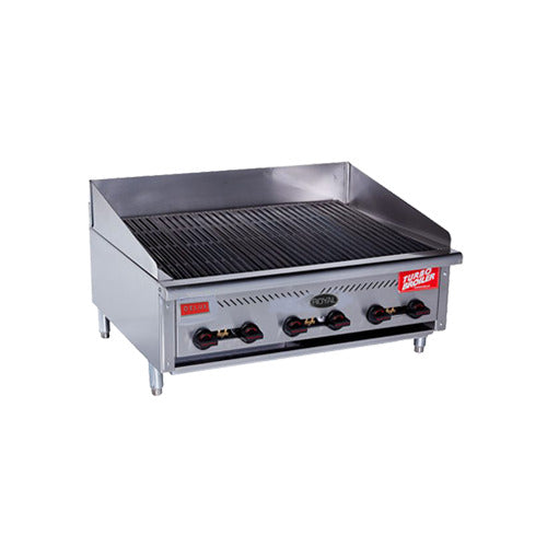 Royal Range TB-3 series countertop infrared radiant charbroiler, front angle view (representative image, 36" TB-336 shown)