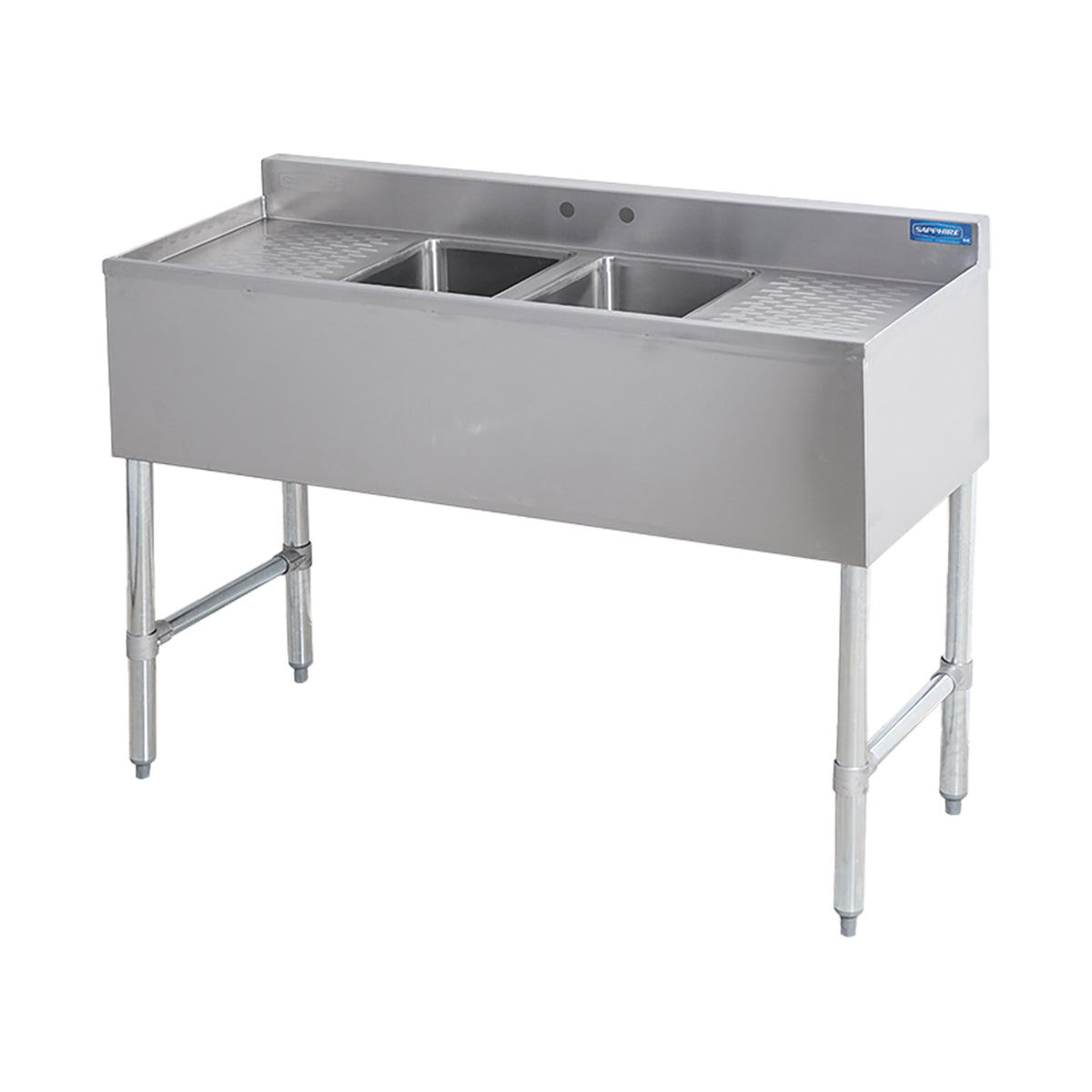 Sapphire SMBS-2D Underbar Sink – 48" Wide – Drainboards On Left & Right