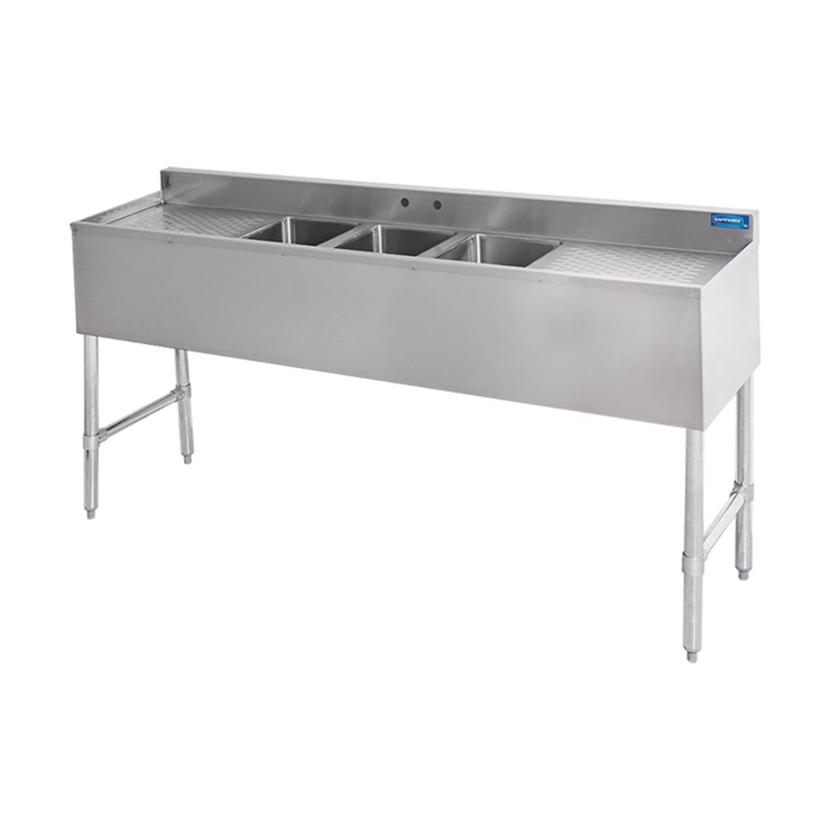 Sapphire SMBS-3D Underbar Sink – 60" Wide – Drainboards On Left & Right