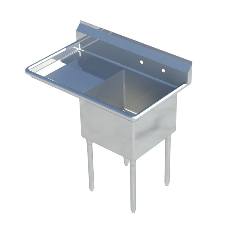Sapphire SMS-1620L 1-Compartment Commercial Sink – 40.5" Wide – Left-Hand Drainboard
