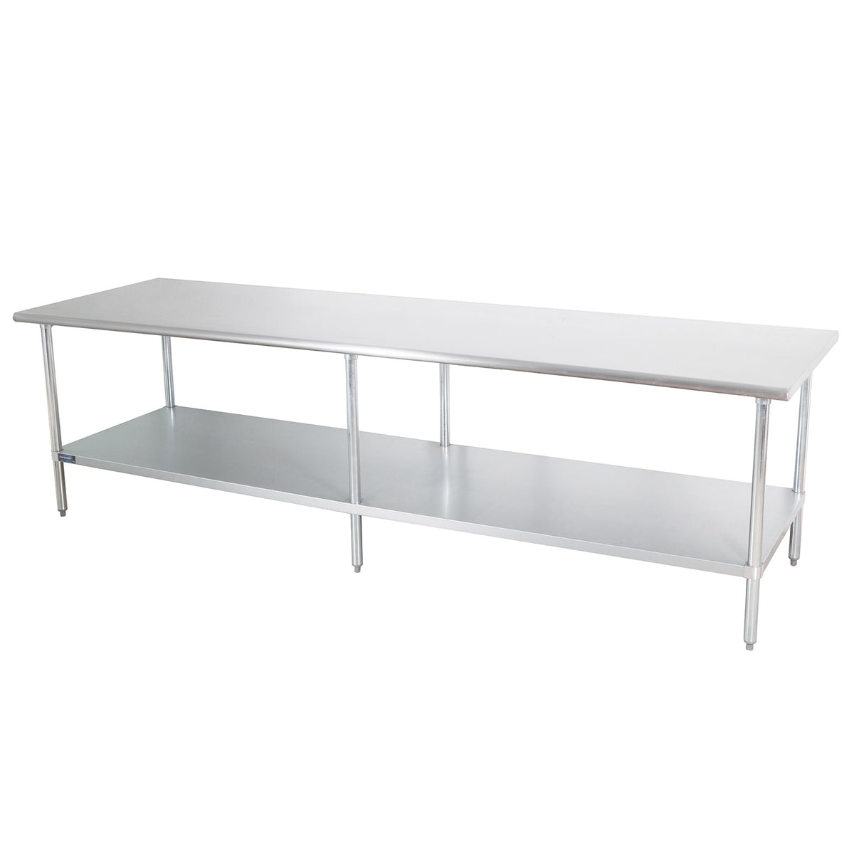 Sapphire SMT-1496G Stainless Steel Work Table – 96" x 14", Flat Top, Undershelf