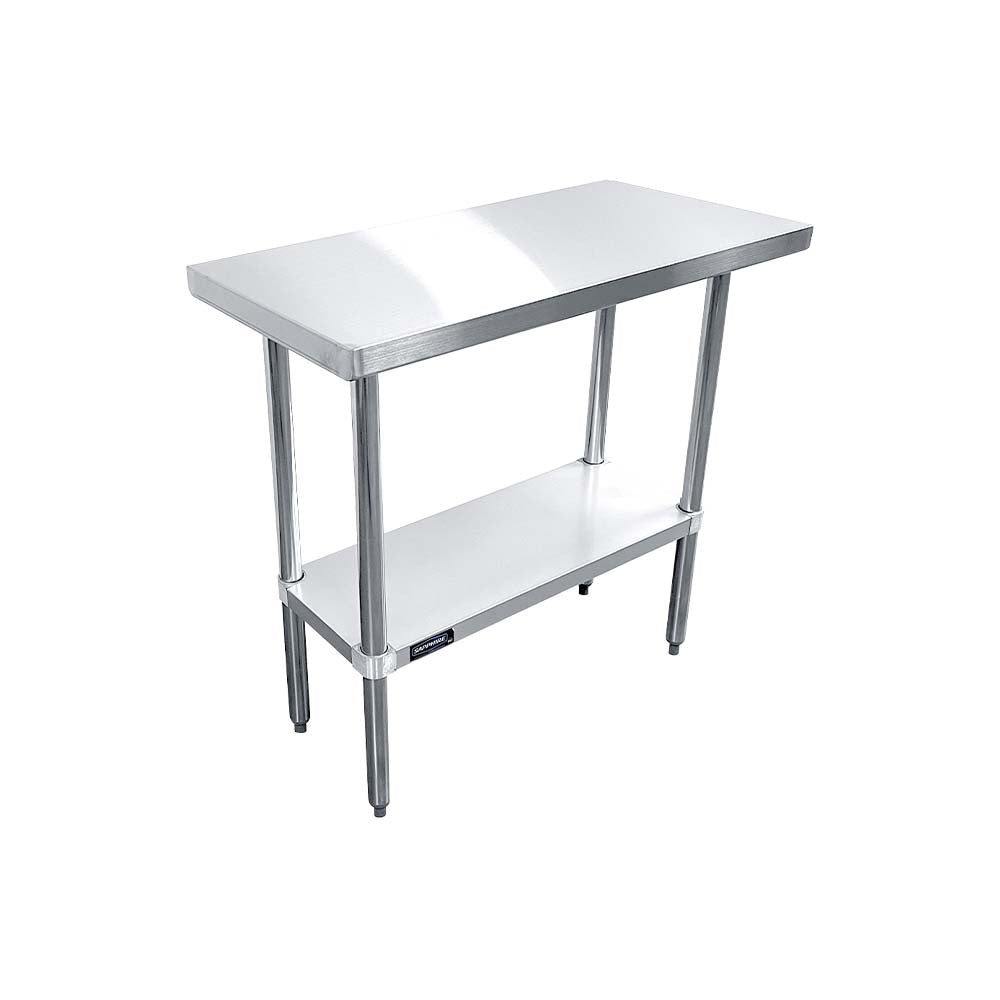 Sapphire SMTE-3648G Stainless Steel Work Table – 48" x 36", Flat Top, Undershelf