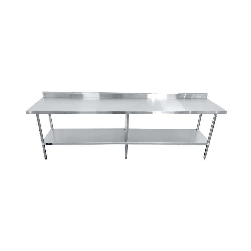 Sapphire SMTEB-30120G Stainless Steel Work Table – 120" x 30", 5" Backsplash, Undershelf
