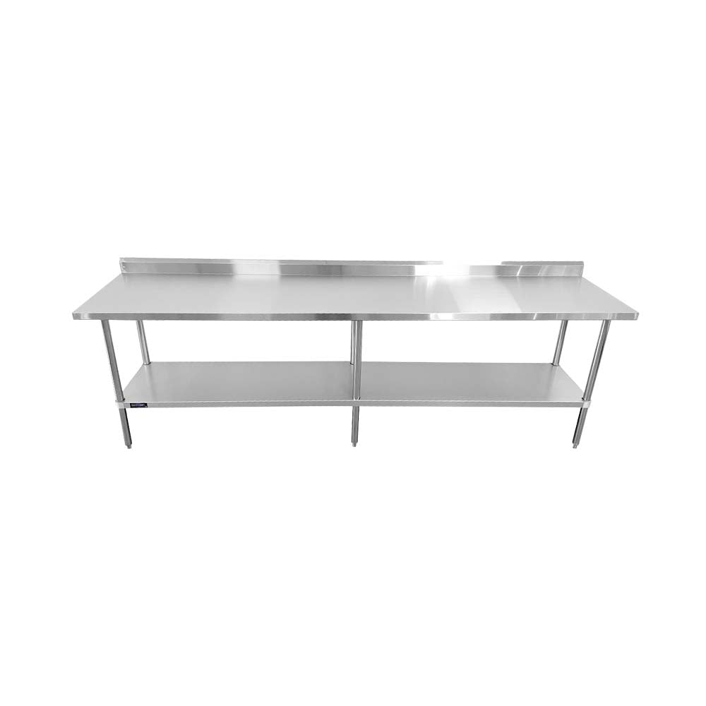 Sapphire SMTEB16-30120S Stainless Steel Work Table – 120" x 30", 5" Backsplash, Undershelf