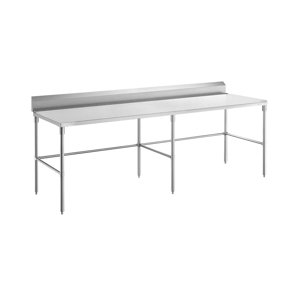 Sapphire SMTEOB-2496S Stainless Steel Work Table – 96" x 24", 5" Backsplash, Open Base