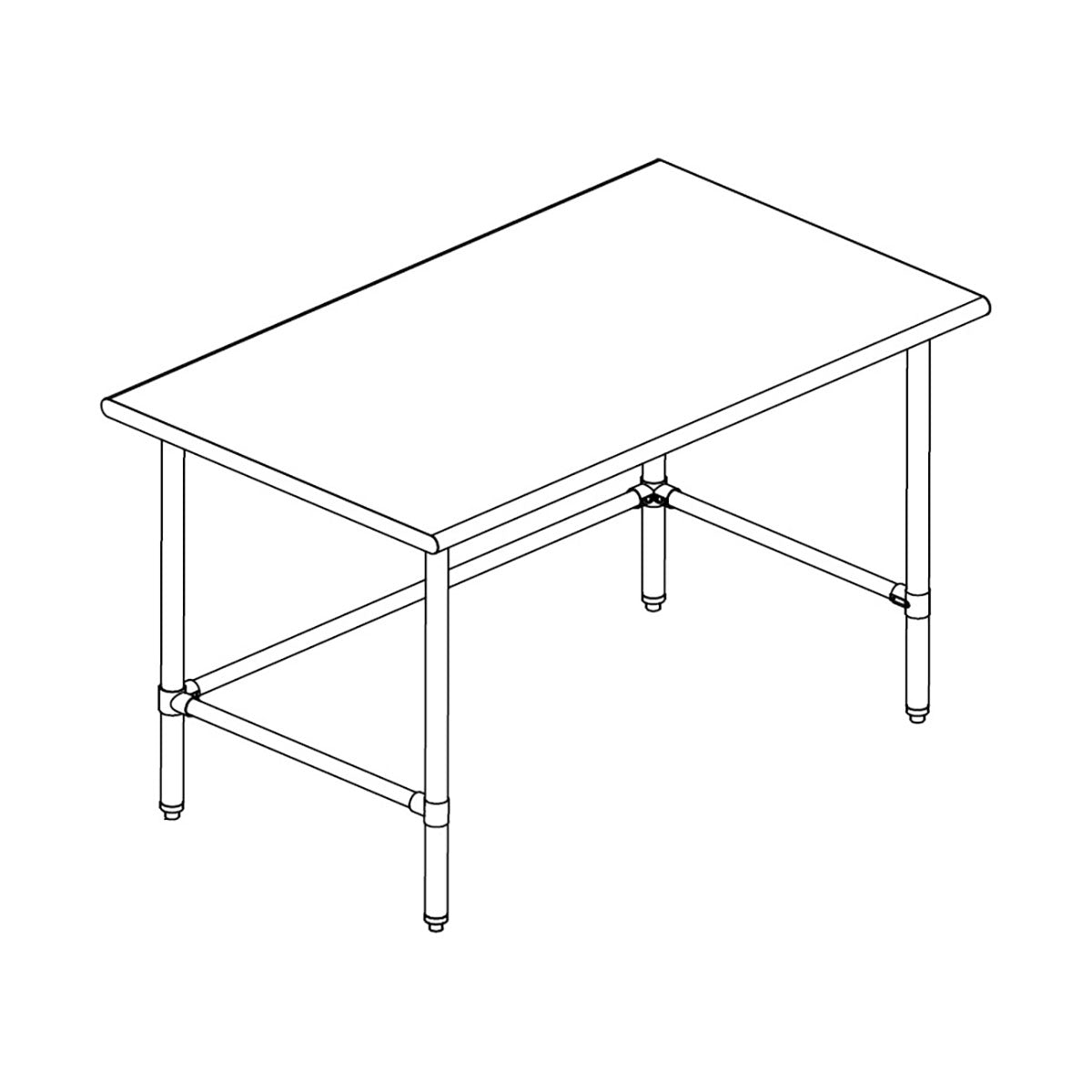 Sapphire SMTO-2430S Stainless Steel Work Table – 30" x 24", Flat Top, Open Base