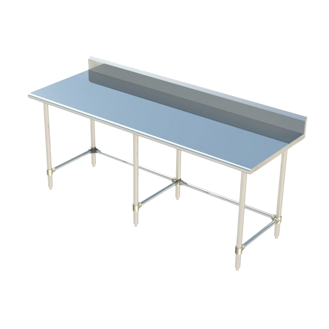 Sapphire SMTOB-30120G Stainless Steel Work Table – 120" x 30", 5" Backsplash, Open Base