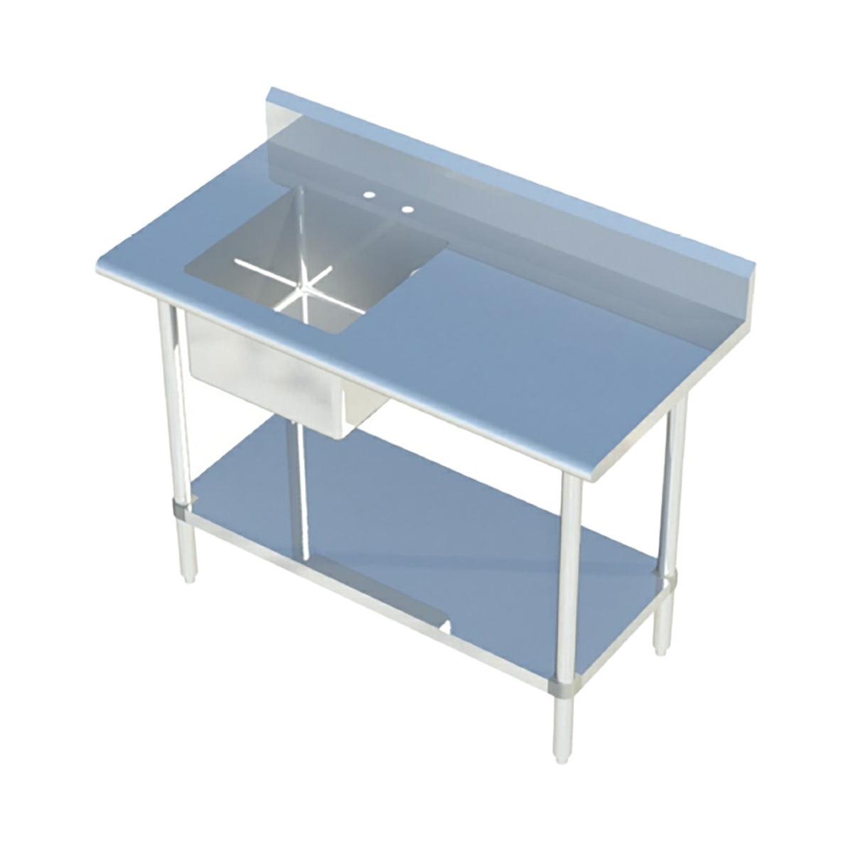 Sapphire SMTPS-2448L Stainless Steel Prep Table with Left Of Table Sink – 48" x 24"